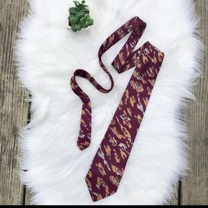 Vintage Balmain Paris Maroon Abstract Silk Tie